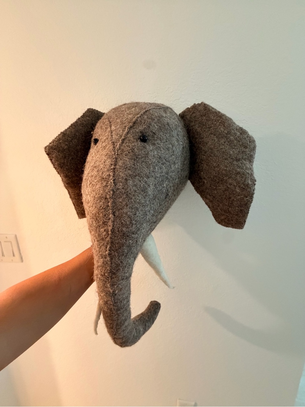Restoration Hardware Felt Elephant Head - Gray Brown Tones